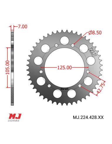 Couronne MJ compatible avec Hyosung XRX 125 LC Enduro 13-14