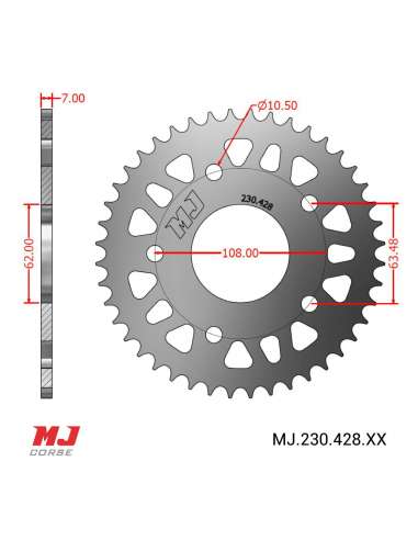 Corona MJ para Hyosung XRX 125 LC Supermoto 13-14