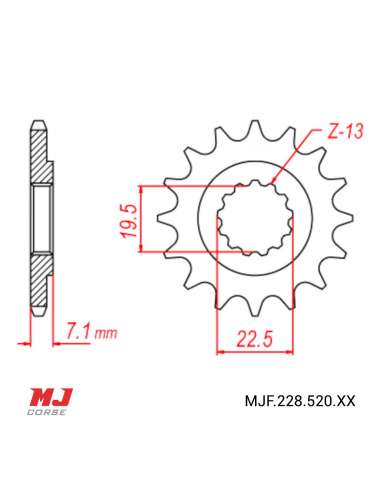 Front sprocket for Suzuki DR 250 S