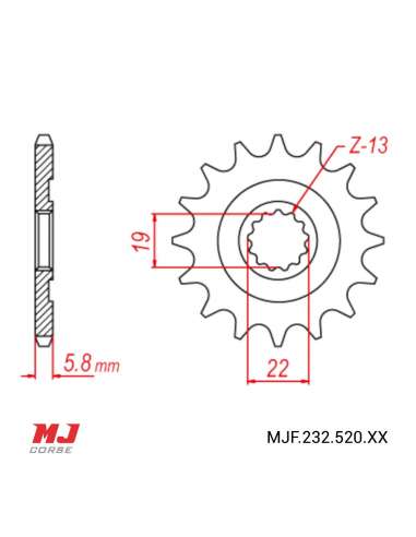 Pignon compatible avec Husqvarna TC 250 R 09-13