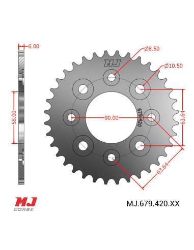 Couronne MJ compatible avec Honda MBX 75