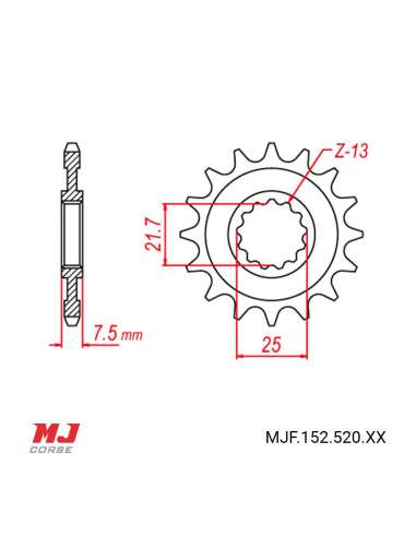 Pignon compatible avec Kawasaki KSF 450 08-14