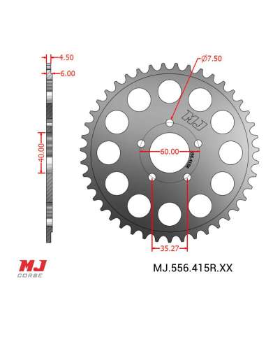 MJ rear sprocket for KTM 50 SX 09-13