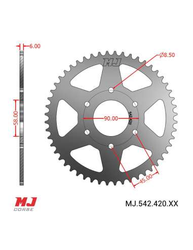 Corona MJ para MALAGUTI XSM 50 03-08 (llanta aluminio)