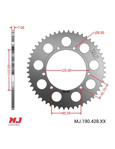 MJ rear sprocket for SHERCO City Corp 125