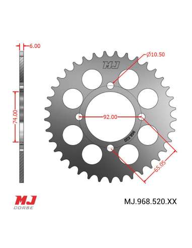 MJ rear sprocket for Yamaha RD 250 73-77