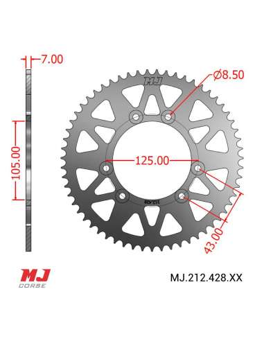 MJ rear sprocket for Mondial SMX 125