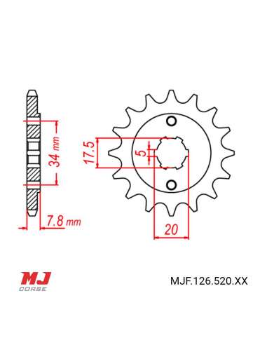 Front sprocket MITT 125 GP (estria 5)