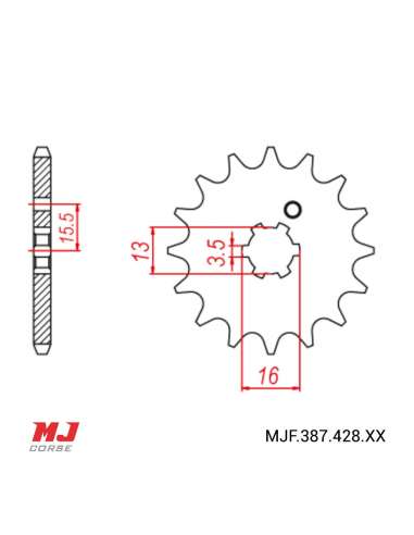 Front sprocket for Yamaha DT 80 MX-S