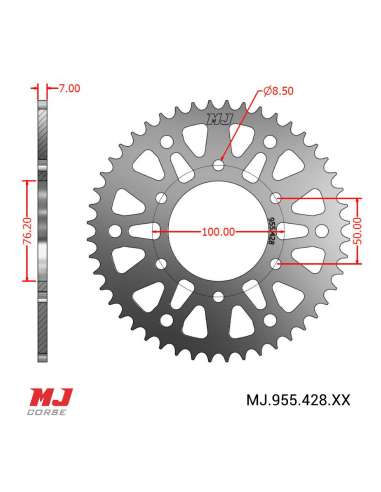 MJ rear sprocket for Yamaha FZ 16