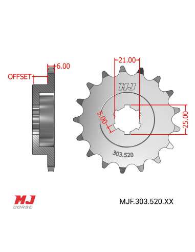 Pignon compatible avec Yamaha RZ 350 1983-1995 AXE DÉCALÉ