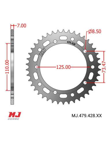 MJ rear sprocket for Sherco MX 50 20-24