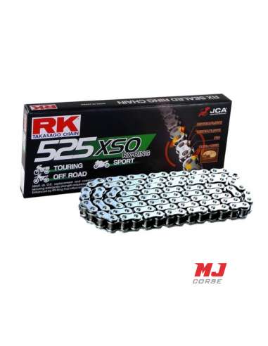 Cadena RK X-Ring XSO reforzada 118 eslabones paso 525 en negro