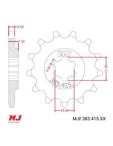 Pignon compatible avec Kawasaki KLX 140 08-21