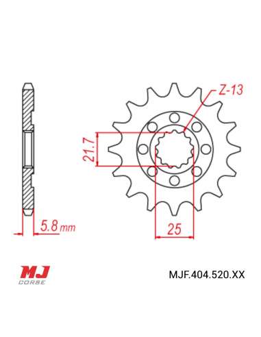 Pignon compatible avec Kawasaki KLX 450 R 07-23