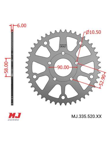 MJ rear sprocket for Honda CRF 230 08-10