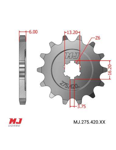 Piñón para MOTOBECANE 80 ENDURO (Eje 16 mm)