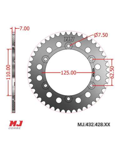 MJ rear sprocket for Gilera ROADSTER 125