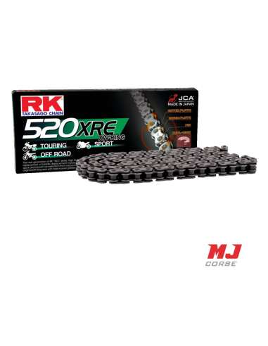 Cadena RK XRE XW-Ring 118 eslabones paso 520 en color acero