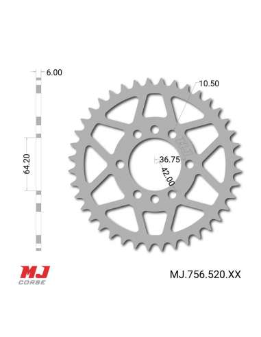 Couronne MJ compatible avec Suzuki RV 200 Van Van 2016-2019