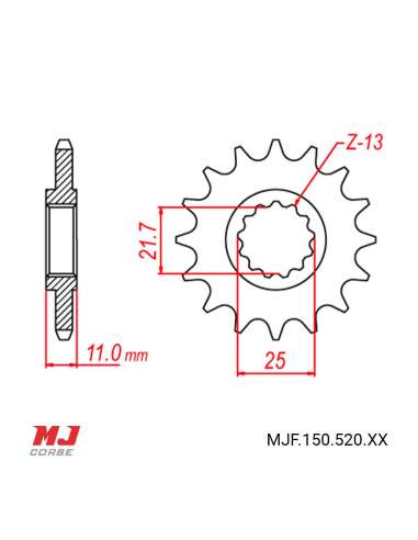 Pignon compatible avec Yamaha FZ 6 2004-2009