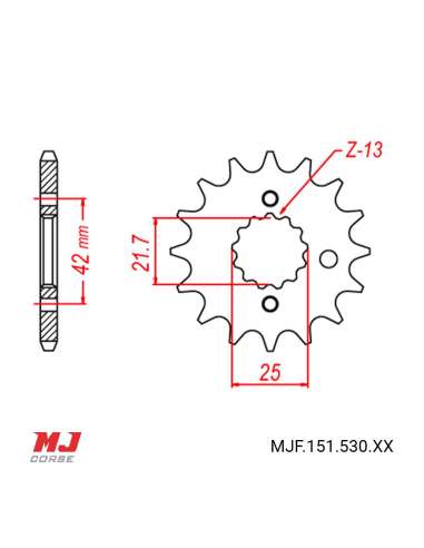 Pignon compatible avec Kawasaki GPX 500 R post 1988