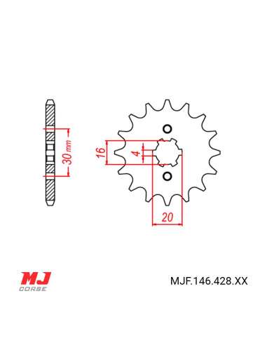 Pignon compatible avec Yamaha YBR 125 2007-2015