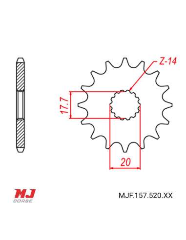 Pignon compatible avec Yamaha YZ 125 1987-2004