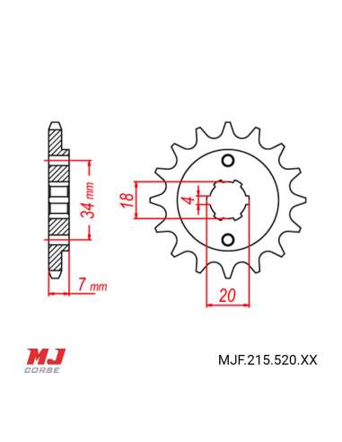 Front sprocket Honda CA 125 S Rebel 1995-2000