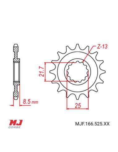 Pignon compatible avec Kawasaki KLV 1000 2004-2006