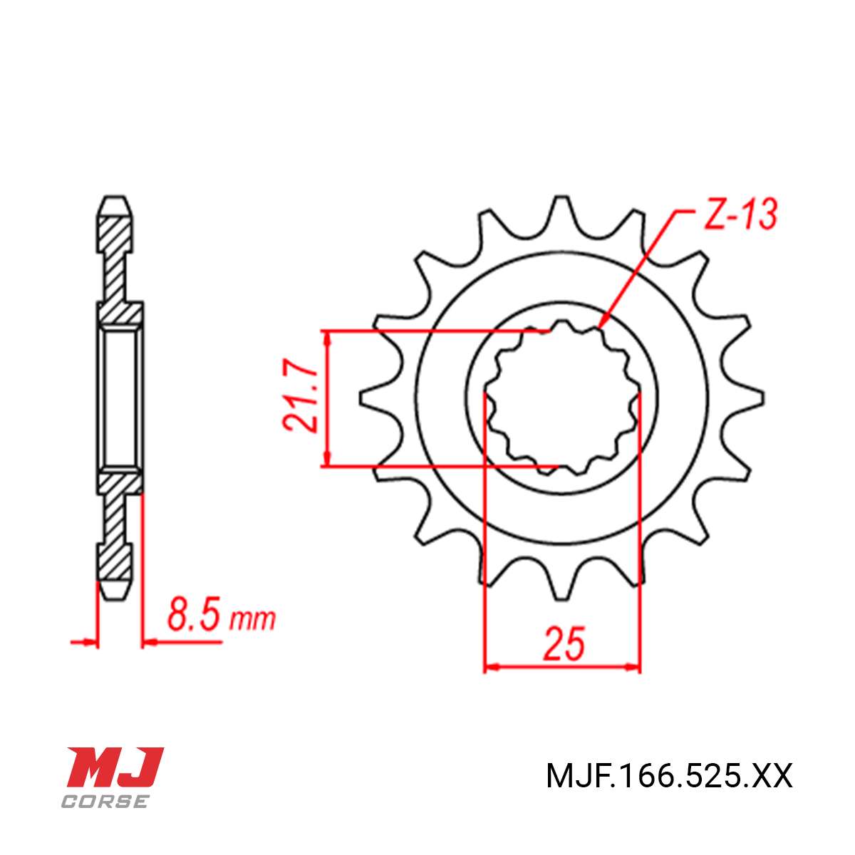 Front sprocket Kawasaki ZX-9R Ninja 2002-2003 - MJ Corse