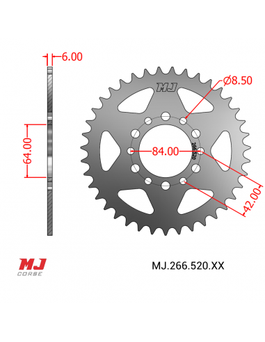 Couronne MJ compatible avec Suzuki DR 200 S 17-18