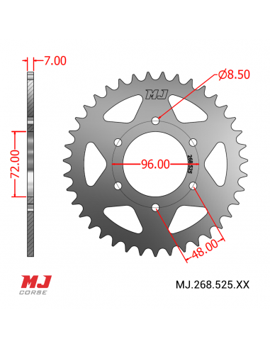 Couronne MJ compatible avec Suzuki TM 250 72-75