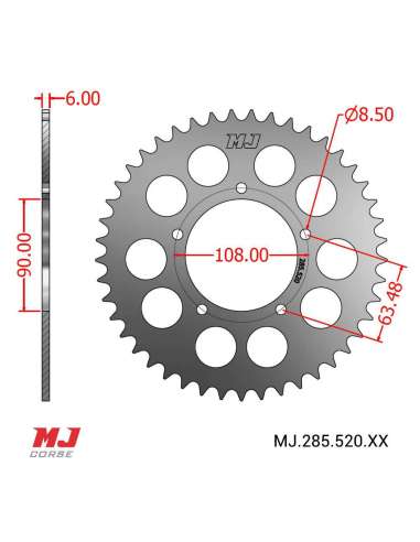 Corona MJ per Aprilia Tuareg 125 Freno Disco 87