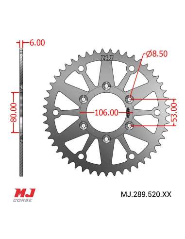 Couronne MJ compatible avec Aprilia 125 RX/R 90-93