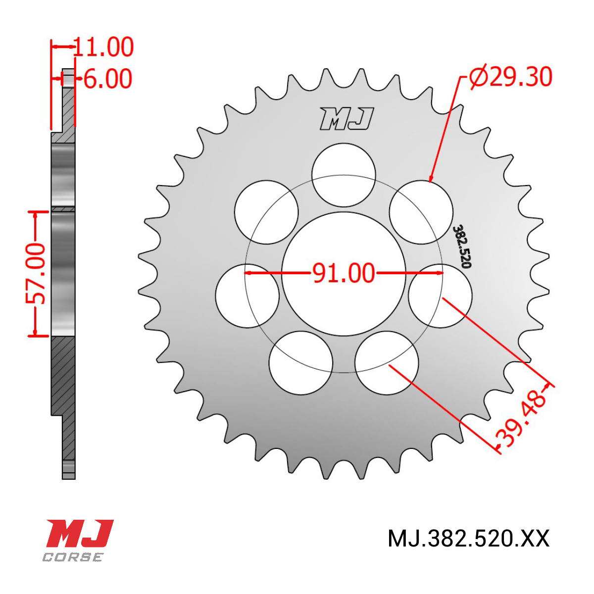 MJ rear sprocket for Bimota DB1 - MJ Corse