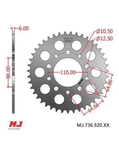 Couronne MJ compatible avec Honda CBR 600 F Hurricane 87-90