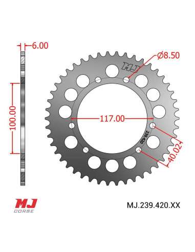MJ rear sprocket for Puch TZX 50