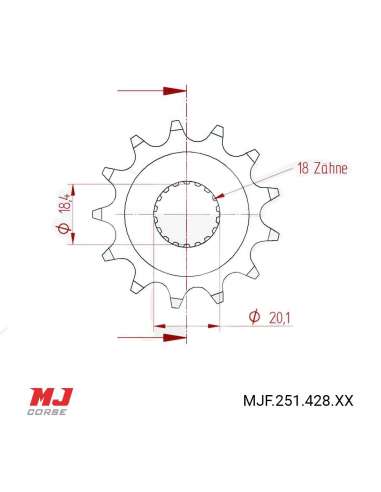 Front sprocket KSR WORX 125 2013 2017 MJ Corse