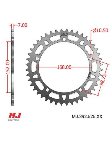 MJ rear sprocket for Kawasaki H2 SX NINJA 18-21