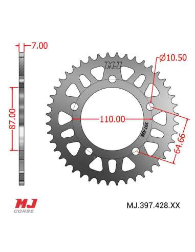 Couronne MJ compatible avec QINGQI QM 125 GY RANGER SUPERMOTO