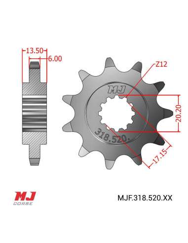 Pignon compatible avec Fantic Trial 307 1987-1990