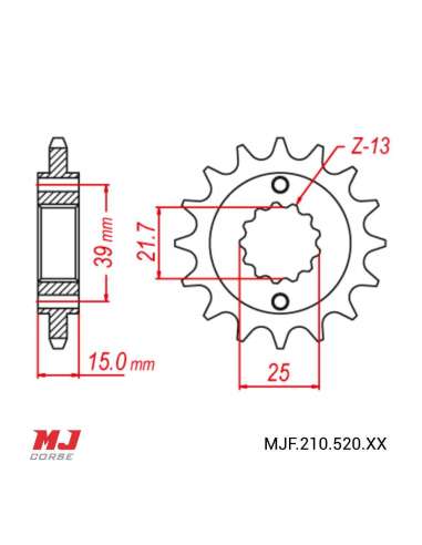 Pignon compatible avec KYMCO KXR 250 2002-2013