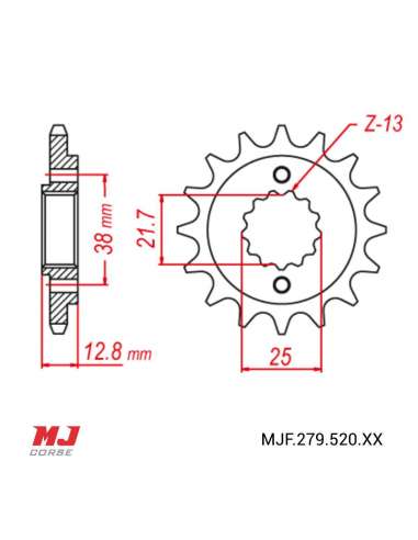 Front sprocket Kawasaki KLX 650 1993-2001