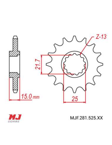 Pignon compatible avec Kawasaki ZX 6R (ZX600) 1995-1997