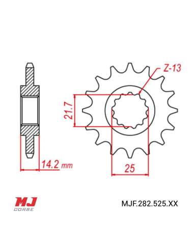 Pignon compatible avec Kawasaki ZEPHYR 750 (ZR 750) 1995-1999