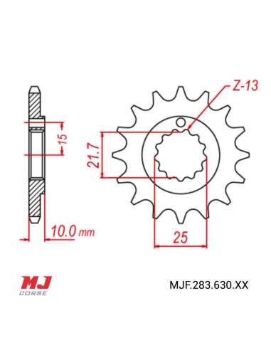 Front sprocket Kawasaki KZ 900 1976-1977